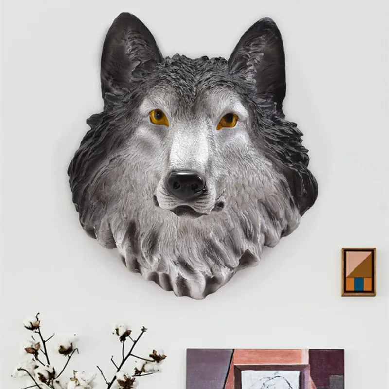 Голова волка, настенное украшение, подвесная настенная голова животного, полимерная подвеска, полимерные настенные украшения, аксессуары для дома, лучший подарок