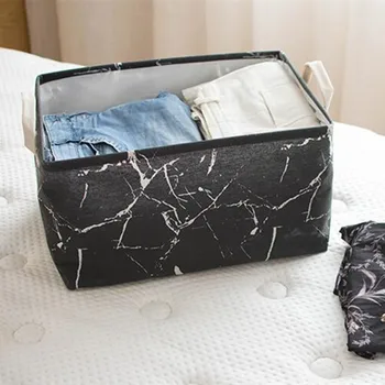 

2020 New Thick Dustproof Storage Box Casual Women Moisture Proof Marble Cosmetic Cases Cotton Linen Home Bathroom Storage Basket
