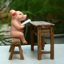

Cute Simulation Pig Statue Animal Figurines Miniature Fairy Garden Decor Home Decoration Accessories Resin crafts Desktop Decor