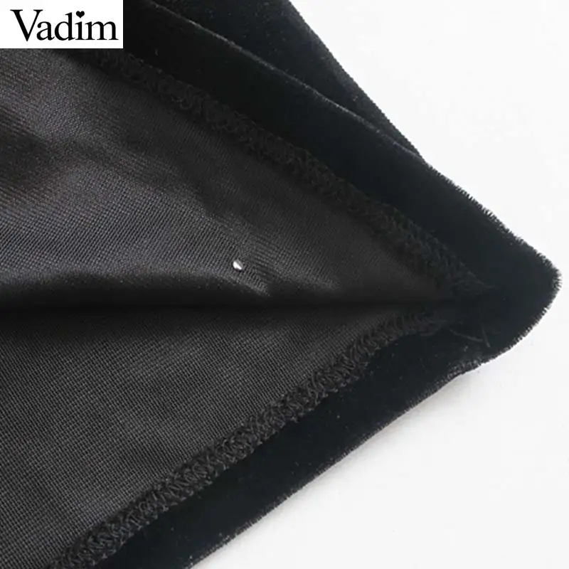 Женское элегантное платье vadim ovelvet Черное мини-платье с длинным рукавом, украшенное бисером, Женские повседневные эластичные шикарные платья, однотонные платья QD024