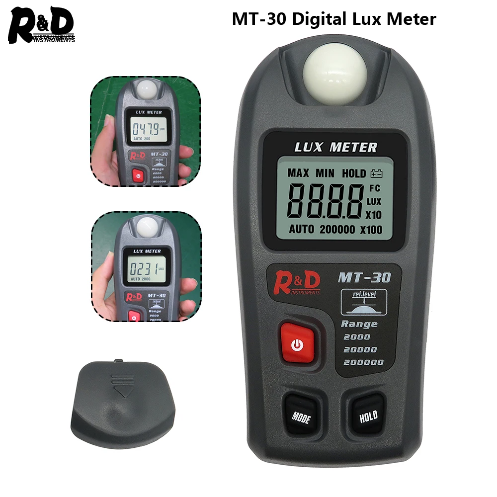 R & D MT30 Люксметр 0 ~ 200, 000lux Дальний свет метр карманный дизайн осветитель lux/fc тестер фотометра экологическое тестирование