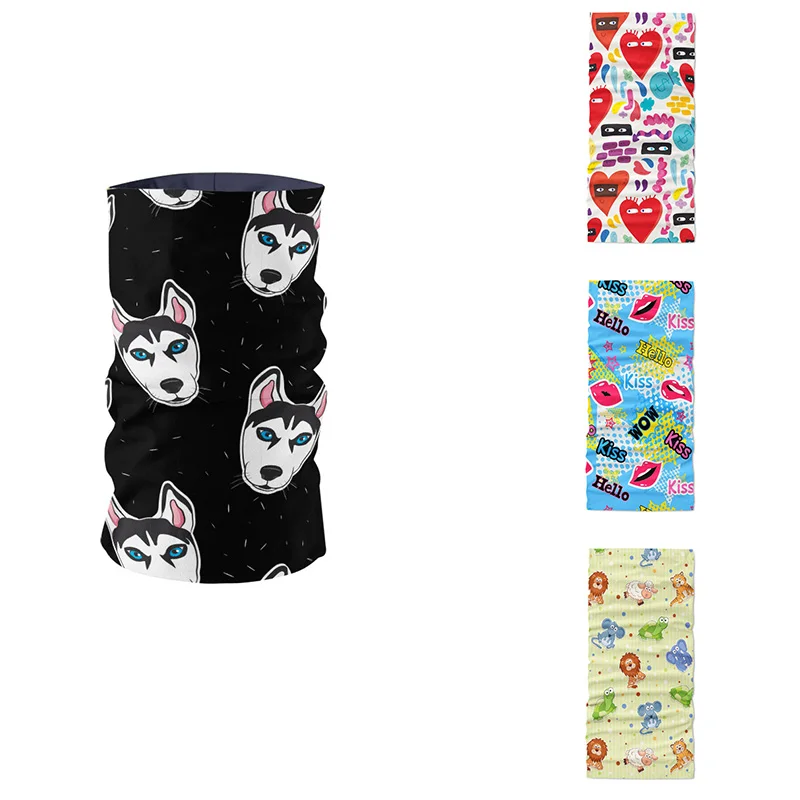 

Novelty Cute Cartoon Headscarf Creative Animal Pattern Bandana Elastic Neck Gaiter Magic Sports Tubular Mask Dustproof Kerchief