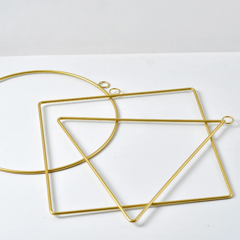 JAROWN European Style Geometry Metal Cotton Flower Garland Hemp Rope Home Wall Decoration Furnishing Artificial Plant Hanging Ring (2)