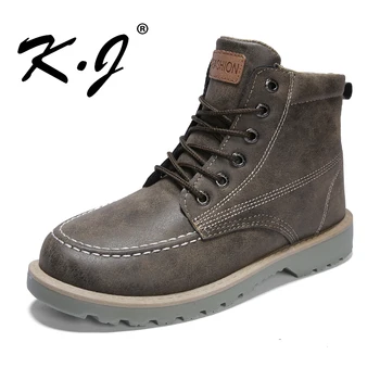 

2020 vintage Men Boots Lace-Up Winter Leather Snow Boots Men's Casual Waterproof Work Tooling Safety Ankle Boot Casual Shoes