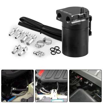 

1 Set Car Accessories Oil Breather Catch Can Baffled Petrol Diesel Turbo Tank Reservoir Filter Kits Durable And Practical