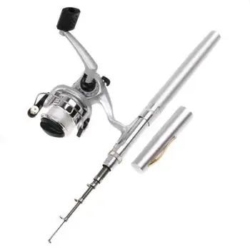 

Portable 5.1:1 Pocket Pen Shape Aluminum Alloy Fishing Rod Pole + Reel Kit NEW
