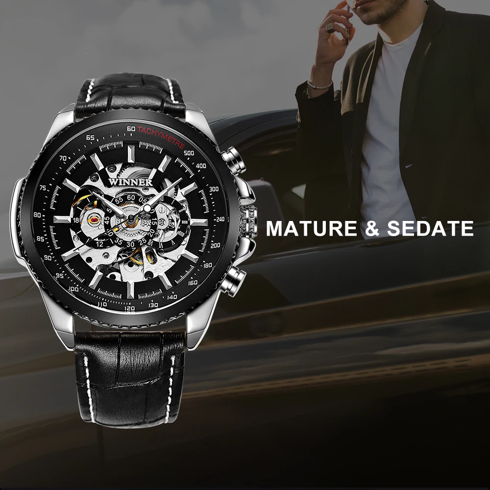 WINNER лучший бренд класса люкс для мужчин Авто механические часы нержавеющая сталь ремешок Скелет циферблат FORSINING мужские наручные часы подарок на год