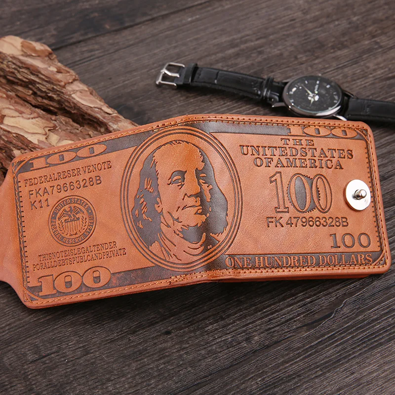 

Retro Voltage Transformer Short Magnetic Snap American Dollars Pattern Dollar Handbag MEN'S Wallet Business Style Wallet