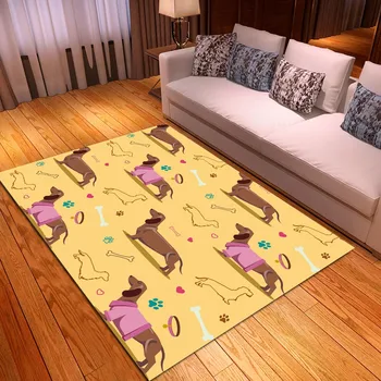 

Cartoon Rectangle Carpet Dachshund Dogs Print Mat Living Room Chair Large Carpet Home Room Gift Decorative Anti-Slip Floor Rugs