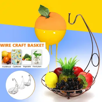 

2 In 1 Rustproof Decorations Plated Iron Fruit Basket Kitchen Desktop Banana Hook Hanger Stand Living Room Home Dinning Bowl