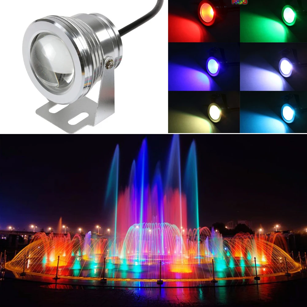 10W 12V RGB White/Warm White LED Underwater Spot Light IP68 Waterproof Pond Aquarium night Lamps
