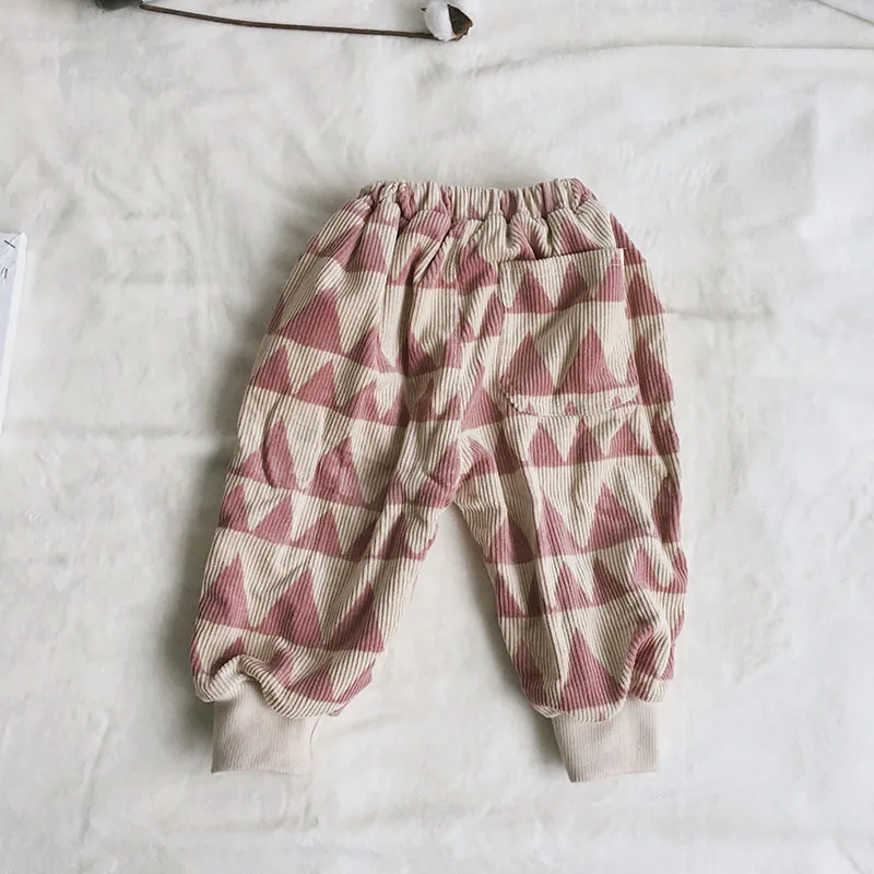 Children Winter Thick plus Velvet Corduroy Long Pants Men And Women Child Baby Korean-style Pure Cotton Loose-Fit Ankle Banded P