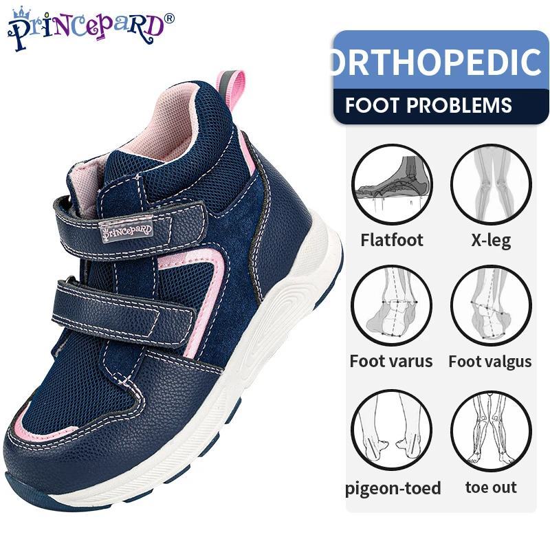 Princepard  Children's Sneakers Orthopedic Casual Shoes for Girl Kids New Autumn High Back with Corrective Ankle Support best leather shoes