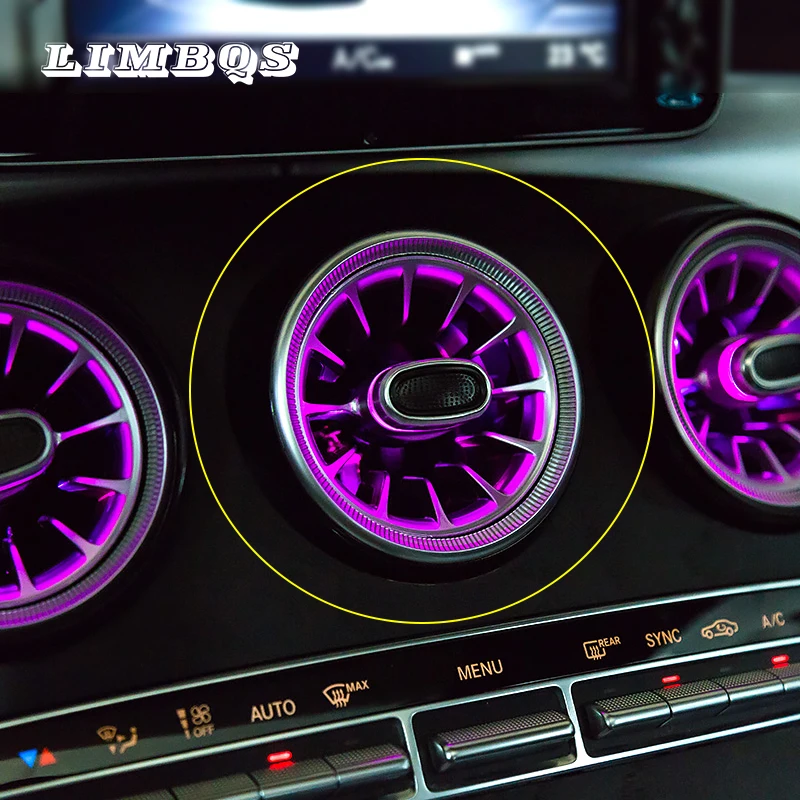 64 colors air conditioning ambient lights for W205 GLC class turbine outlet LED air vent inlet outlet front center decoration