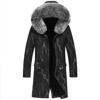 

Hooded Woolen Liner Men Coats Winter Warm Thickening Overcoats fox Fur Collar Business Jackets Parkas