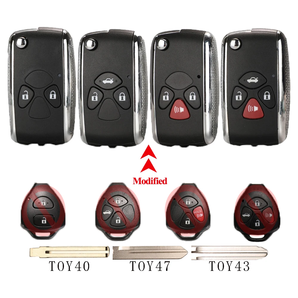 Jingyuqin Remote Car Key Fob Shell For Toyota Avalon Camry Corolla Crown Matrix RAV4 Reiz Venza TOY43/40/47 Blade Case 2/3/4BTNS