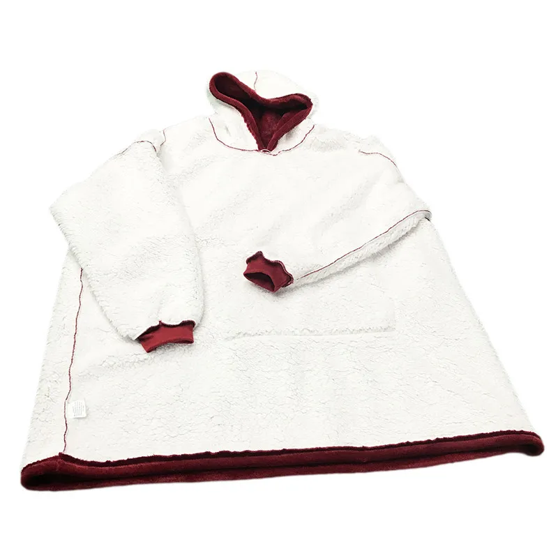 Winter Women Warm Oversized Fleece Blanket Hoodies Sweatshirt Hooded Pocket Blanket With Sleeves Sherpa Pullovers Sudadera Mujer