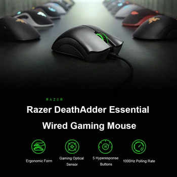 

Razer Wired Gaming Mouse DeathAdder Essential 6400DPI Optical Sensor 5 Independently Programmable Buttons Ergonomic Design