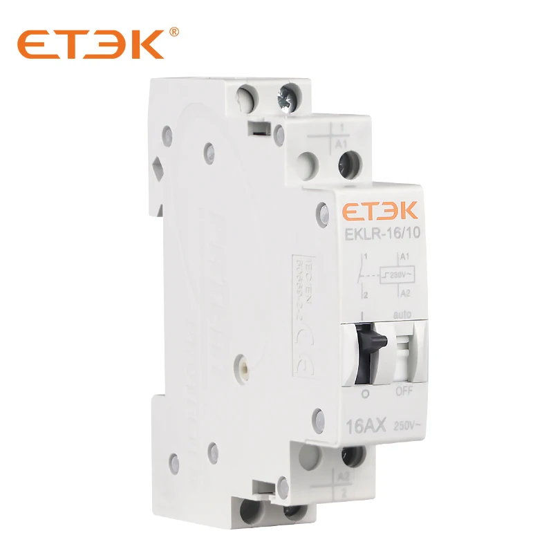 ETEK Impulse Relay Household Bistable Latching Auto Control Relay 1P 2P 16A 1NO 2NO Coil 230V AC 110V DC EKLR
