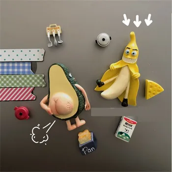 

Resin Fridge Magnet Avocado Banana Refrigerator Magnets Funny Fruit Decoration Magnetic Sticker Home Decor Garden Decoration