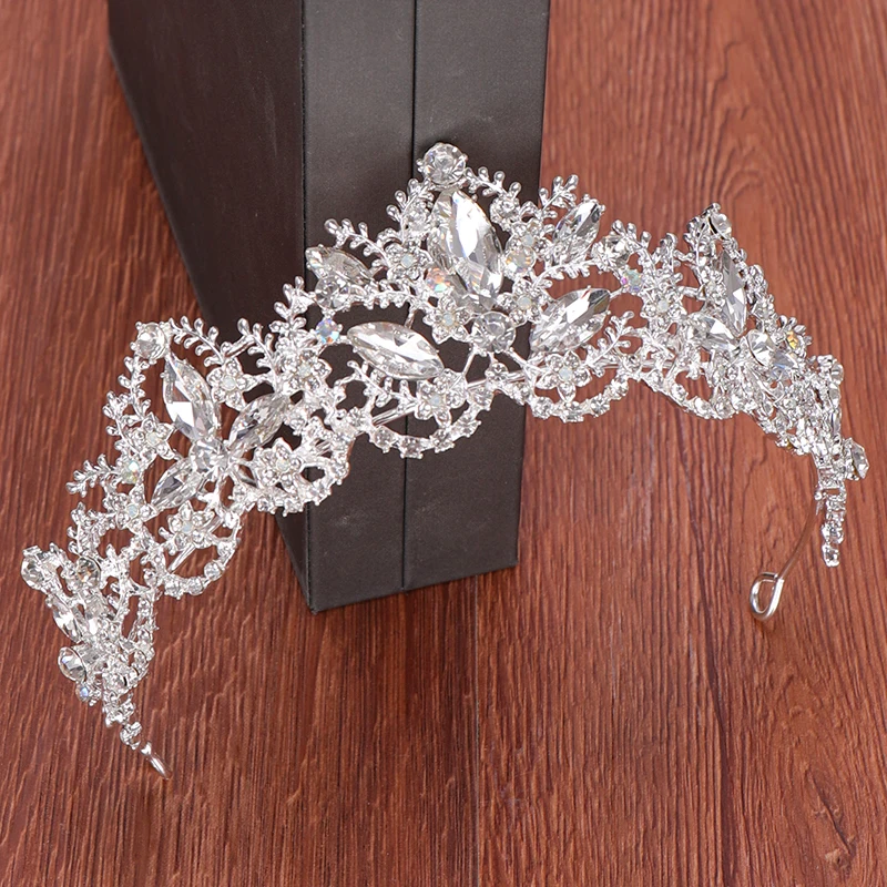 Серебряная корона из горного хрусталя, свадебная тиара, аксессуары для волос ручной работы, свадебная корона тиара, диадема, украшения для волос