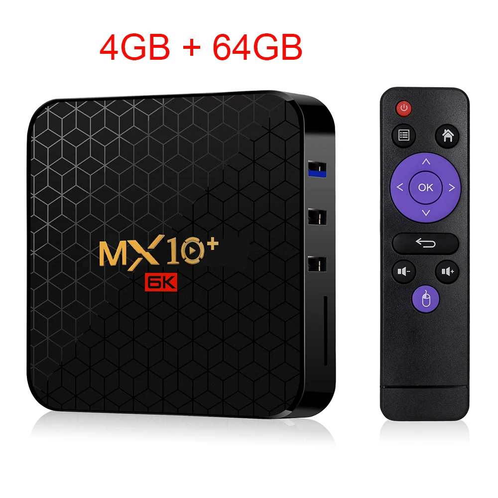 4GB 64GB Android 9,0 tv Box MX10 Plus 4 Гб ram 64 Гб Wifi Allwinner H6 четырехъядерный USB 3,0 6K проигрыватель google Youtube Tanix телеприставка - Цвет: 4GB 64GB