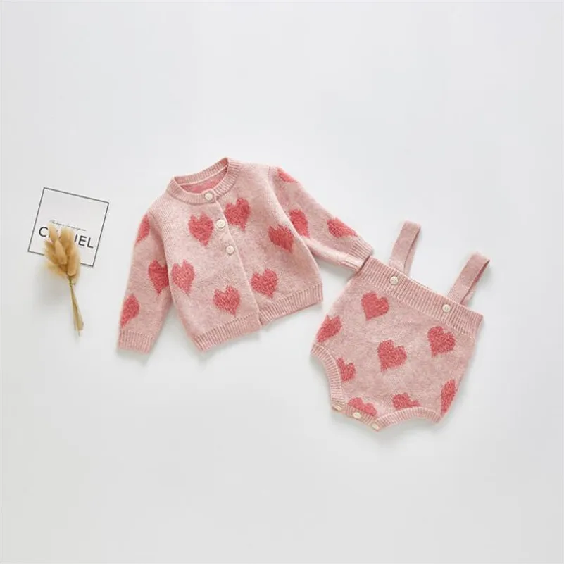 romper cardigan set Одежда для маленьких девочек вязаная одежда для малышей осенне-зимний хлопковый шерстяной комбинезон для малышей Рождественский Детский кардиган комбинезон для маленьких девочек - Цвет: romper cardigan set