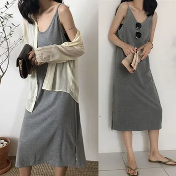 

Slip Night Women's Summer Nightgown Pure Gray M-XXL 2020 New Style