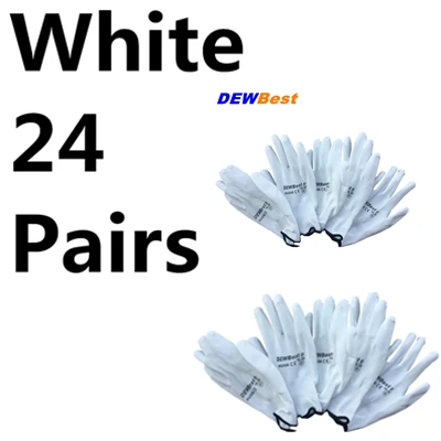 White PU518 24pairs DEWBest промышленность с 13 калибр бесшовные трикотажные нейлоновые glvoes PU безопасные рабочие перчатки EN388 4131 рабочие перчатки - Цвет: White PU518 24pairs