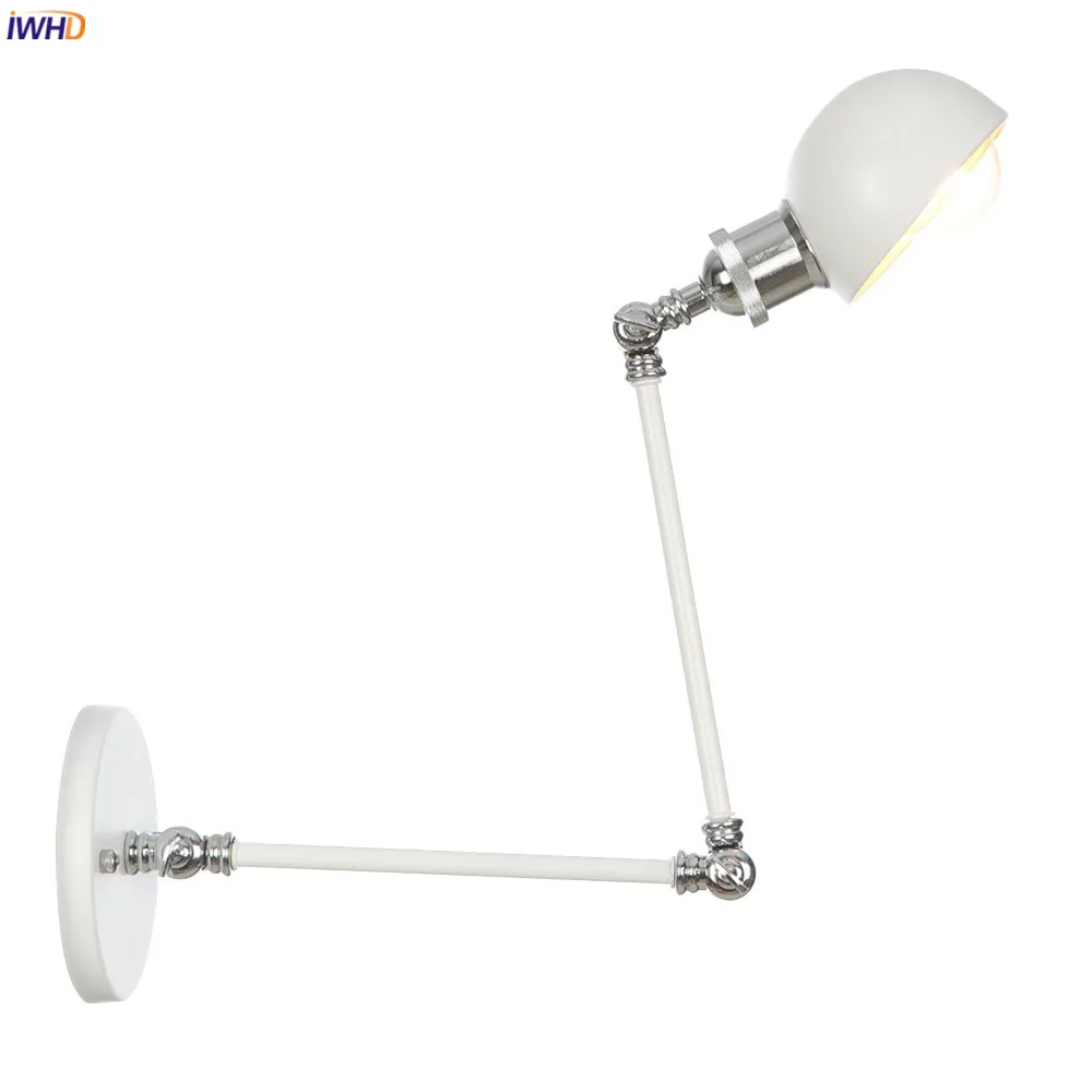 IWHD White Swing Long Arm Wall Light Fixtures Adjustable 4W Edison 110V-220V Industrial Decor Vintage Wall Lamp Sconce Luminaria