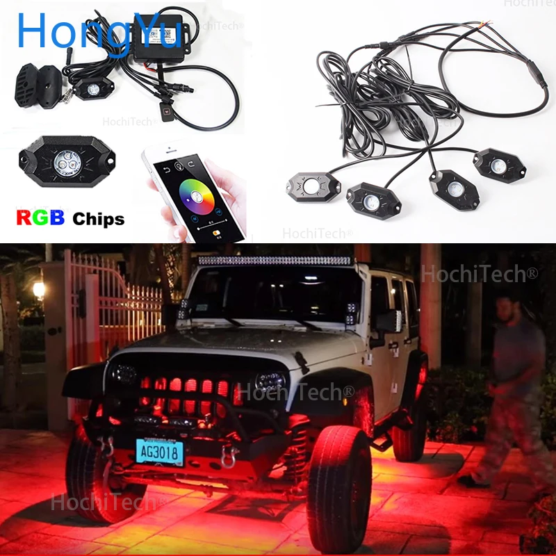 Для Jeep Cherokee автомобиль подавтомобиль свет RGB светодиодные горные фонари Bluetooth управление многоцветный неоновый светодиодный фонарь комплект