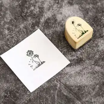 

Wooden seal cute plant dandelion maple leaf pine cone grass pine tower hand book decoration tool seal