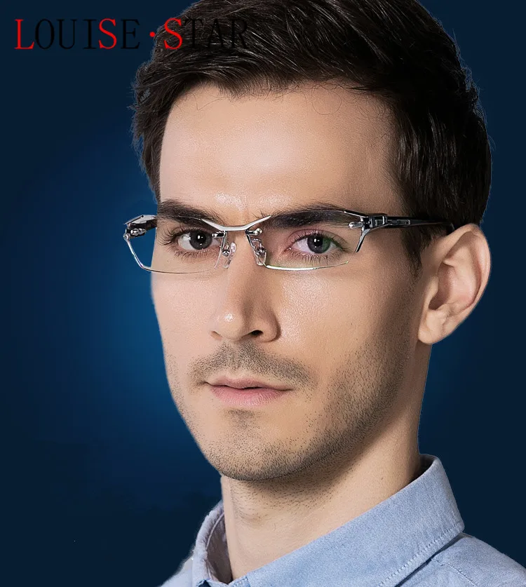 

LOUISE STAR Pure Titanium Men's Business Frame Fashion Ultra-light Frameless Customized Myopia Gradient Lens
