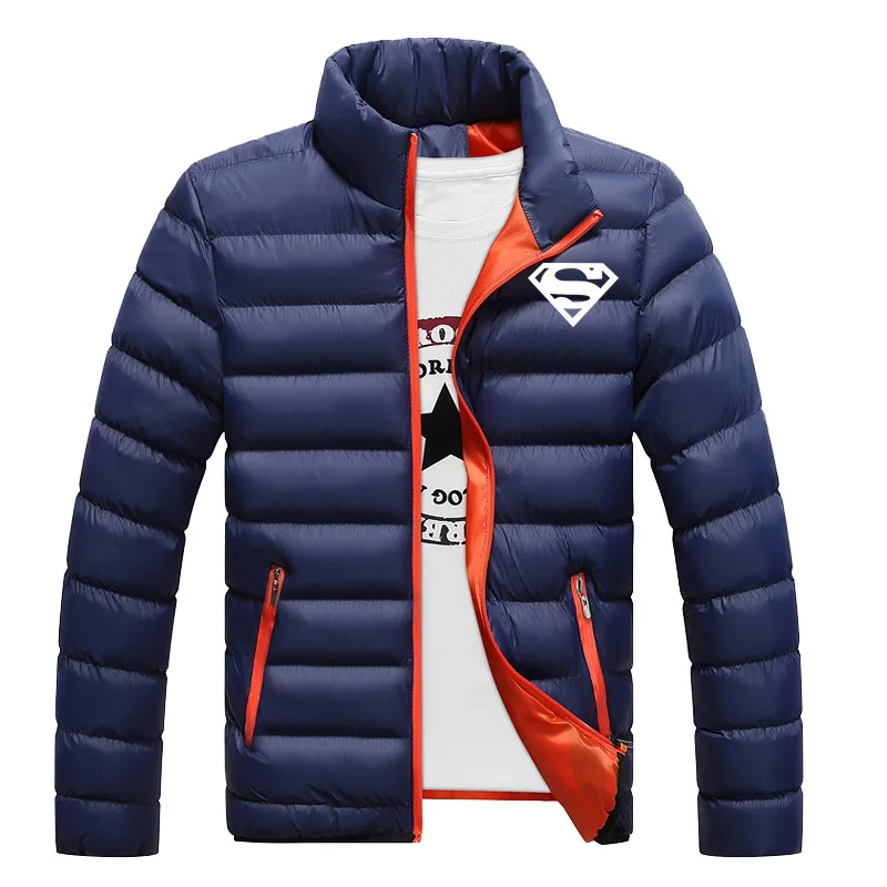Зимняя куртка с Суперменом, новинка, Мужская модная парка со стоячим воротником, куртка с принтом "Игра престолов", мужская зимняя куртка с принтом
