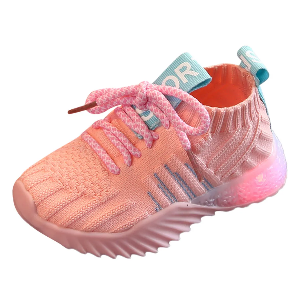 Сетчатый светодиодный светильник для маленьких мальчиков и девочек, люминесцентная спортивная обувь, кроссовки для малышей, модные кроссовки