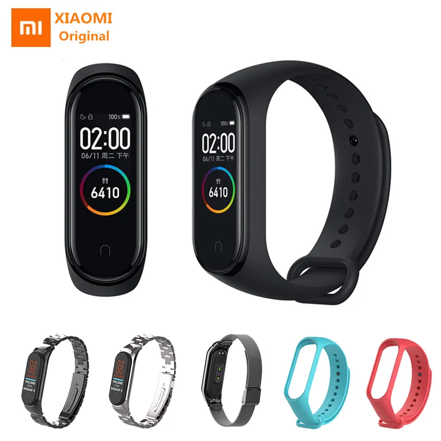 Xiaomi Mi Band 4 смарт-Браслет фитнес-браслет AI Bluetooth 5,0 AMOLED цветной сенсорный экран AI частота сердечных сокращений