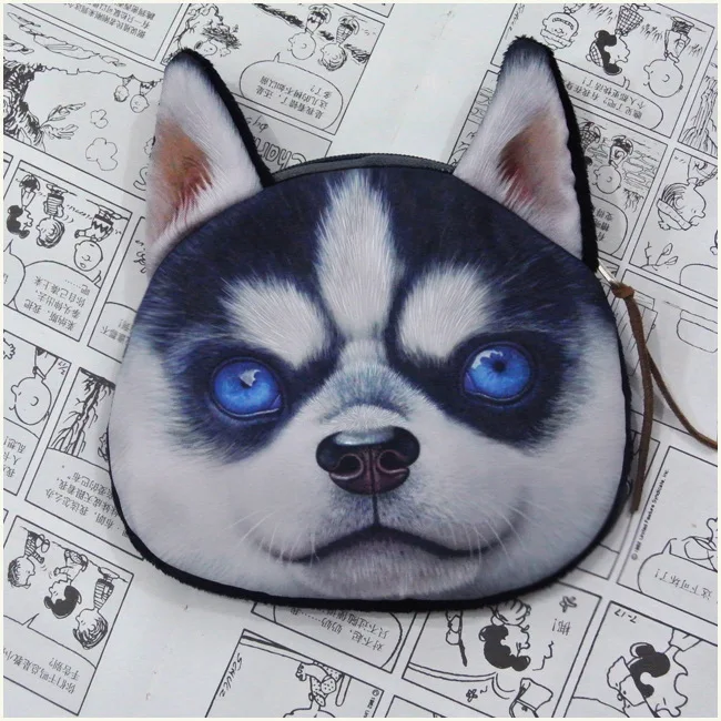 Dog coin bag E NEW Kawaii Novelty Simulation Cartoon Cat Pencil Case Soft cloth School Stationery Pen Bag Gift for Girl Boy Student Coin bag - Цвет: Dog coin bag E