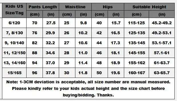 size pants
