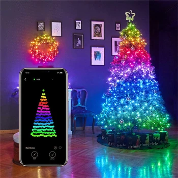 2M 5M 10M Smart Koperdraad Led String Fairy Light Bluetooth App Control Bruiloft Vakantie Kerst Indoor garland Op Het Gordijn