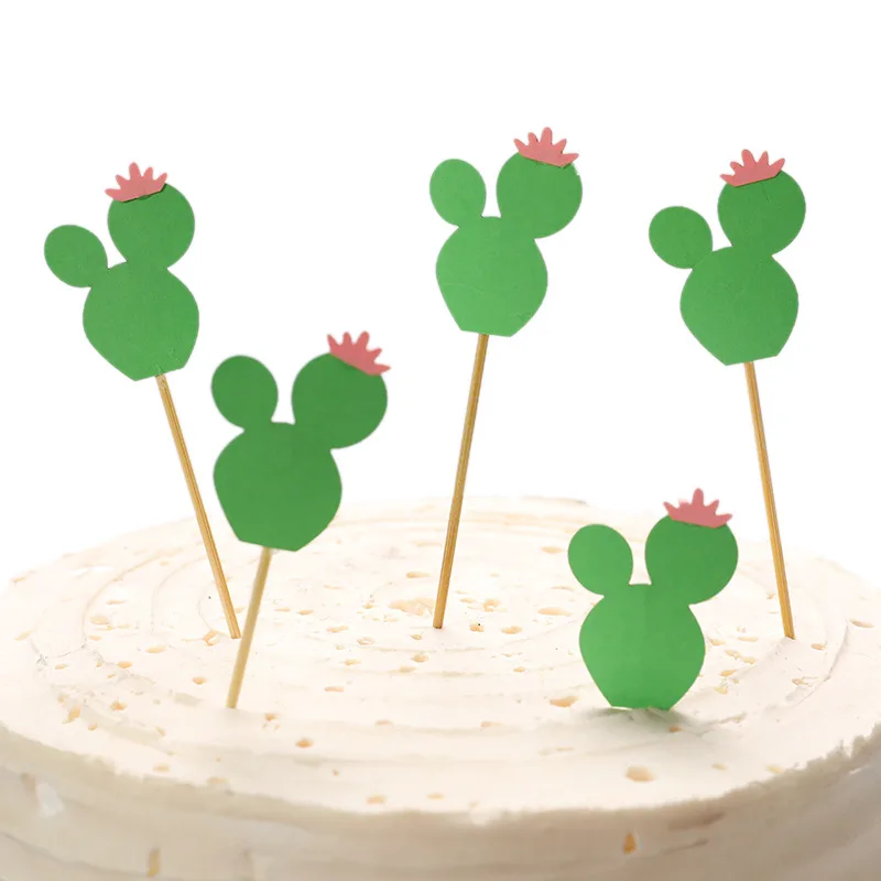 Monstera Deliciosa Лев зеленый лес кактус тема Топпер для торта «С Днем Рождения» Дети сувениры сафари день рождения поставки