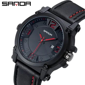 

SANDA 2020 New Male Quartz Watches Brand Business Men Watch Quartz Wristwatch Mens Leather Strap Waterproof Relogio Masculino