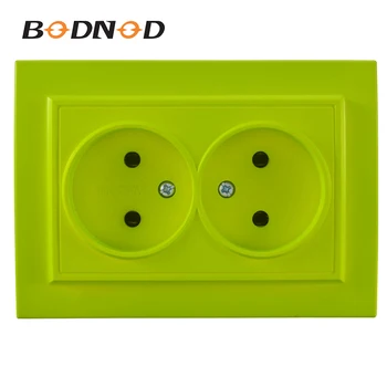 

Wall Socket Socket Yellow Green Color Double Socket With Out Earth European DIY Socket 16A 250V Schneider Livolo Free shipping