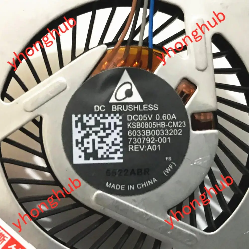 Delta Electronics KSB0805HB CM23 6033B0033201 DC 5V 0.60A 4 проводной Сервер вентилятор охлаждения