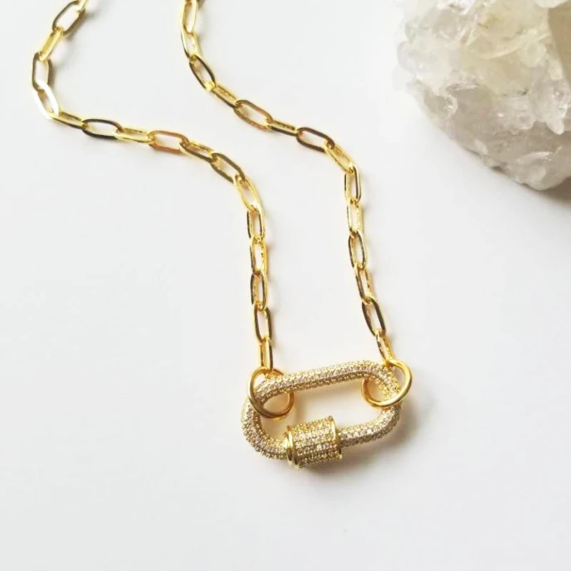 punk gold color short necklace handmade beautiful luxurious pendant buckle neck decoration jewelry for women man charm choker