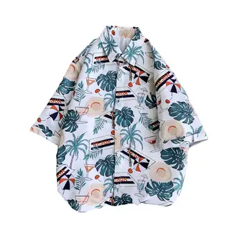 

Coconut Tree Printed Hawaiian Beach Shirt for Men 2020 Summer Short Sleeve Loose Shirts Mens Holiday Vacation Clothing Chemise