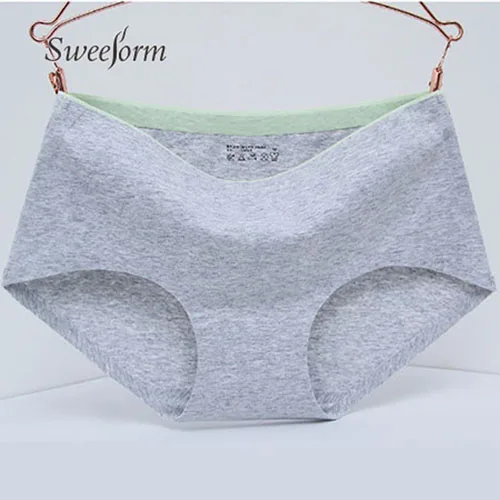 Sweeform Для женщин трусики из хлопка Нижнее белье для девочек с милым рисунком Интимная размера плюс сексуальное хлопковое воздухопроницаемое нижнее белье M-2XL размера плюс - Цвет: Grey