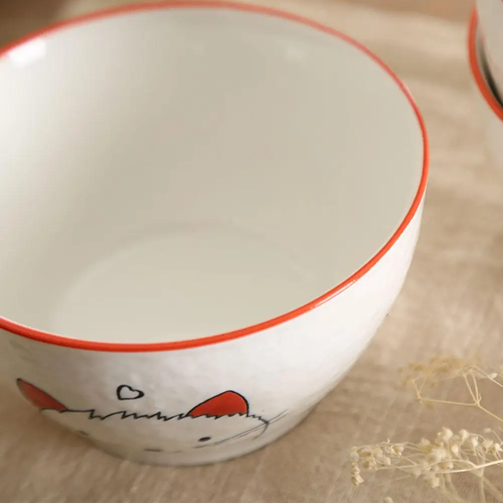 DishyKooker 8Pcs/Set Ceramic Tableware Bowl Spoon Cute Cat Heart Dinnerware Set