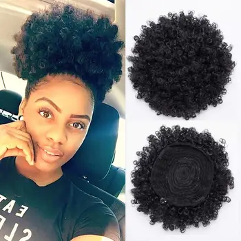 

Drawstring Ponytail for Women Black Short Kinky Curly Synthetic afro puff Extension Donut Chignon Hairpieces Updo Hair Extension