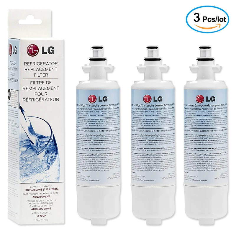 Замена фильтра для воды холодильника LG LT700P ADQ36006101 ADQ36006102 KENMORE 469690 3 упаковки|Картриджи водяного фильтра| |