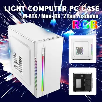 

White Mini Computer Case Desktop Chassis PC Case for MATX/MITX Motherboard USB2.0 Support 2 HDD 1 SSD 2 Fans
